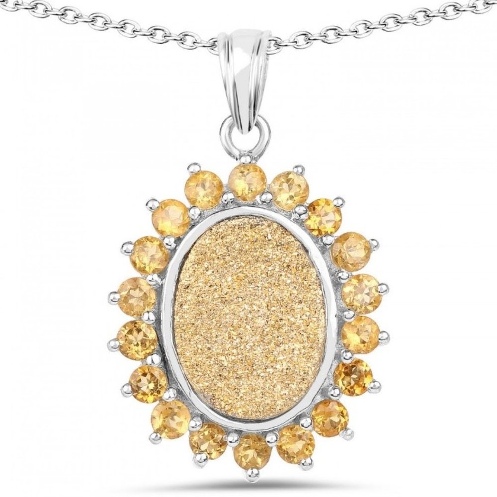 5.8ctw Genuine Quartz,1.8ctw Citrine 18"  Necklace